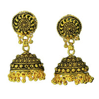 Mahavir Gold Plated & Beads Jhumki Earrings