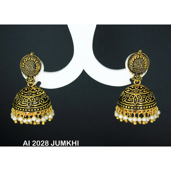 Mahavir Gold Plated White Beads Jhumki Earrings -AI Jumkhi 2028
