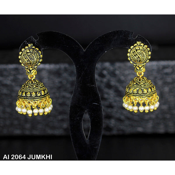 Mahavir Gold Plated White Pearl Jhumki Earrings -AI Jumkhi 2064