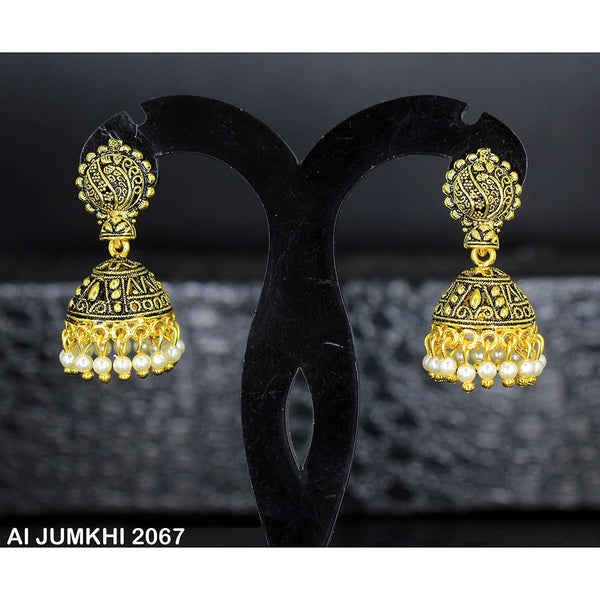 Mahavir Gold Plated White Pearl Jhumki Earrings -AI Jumkhi 2067