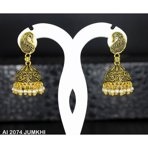 Mahavir Gold Plated White Pearl Jhumki Earrings -AI Jumkhi 2074