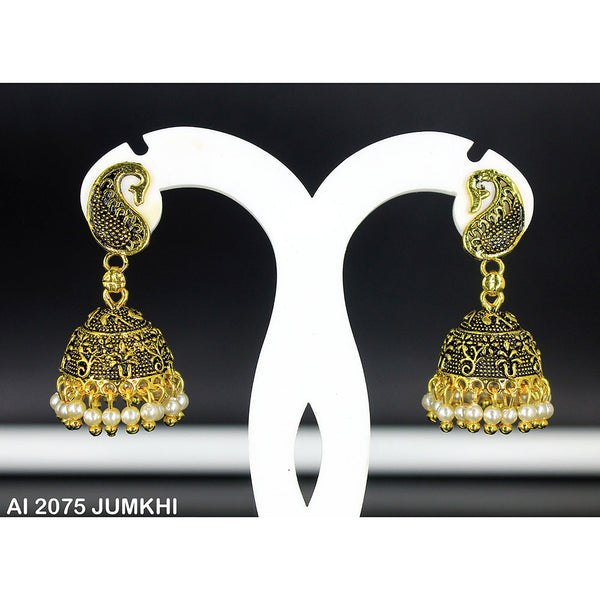 Mahavir Gold Plated White Pearl Jhumki Earrings -AI Jumkhi 2075