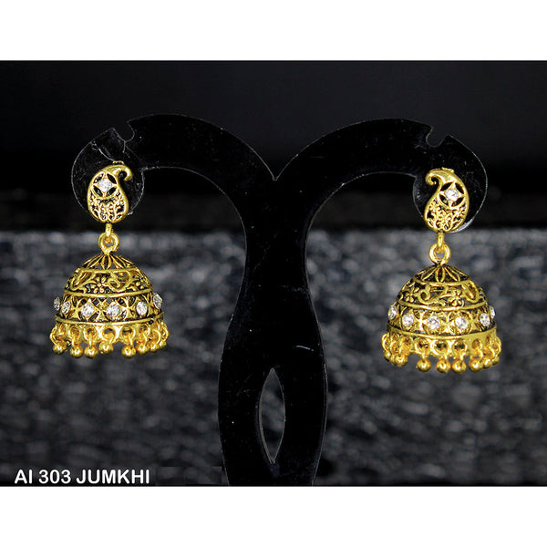 Mahavir Gold Plated Austrian Stone Jhumki Earrings -AI Jumkhi 303