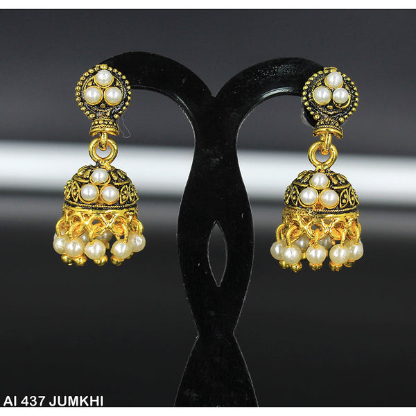 Mahavir Gold Plated Pearl Jhumki Earrings -AI Jumkhi 437