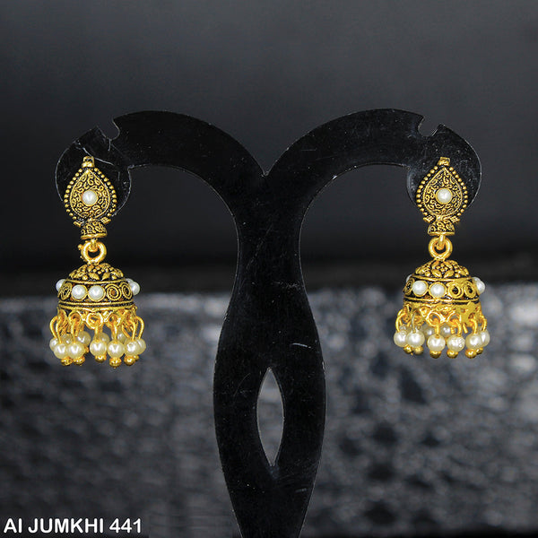 Mahavir Gold Plated Pearl Jhumki Earrings -AI Jumkhi 441