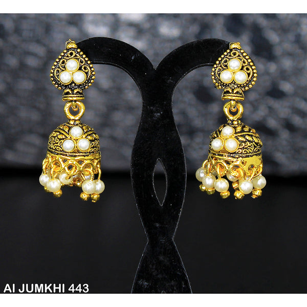Mahavir Gold Plated Pearl Jhumki Earrings -AI Jumkhi 443