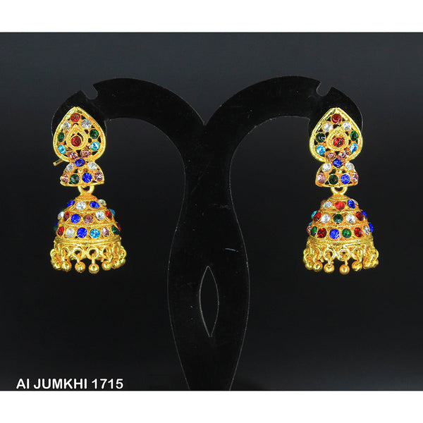 Mahavir Gold Plated Multi Austrian Stone Jhumki Earrings -AI Jumkhi 1715