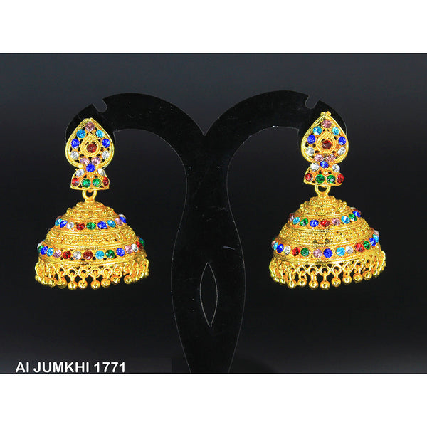 Mahavir Gold Plated Multi Austrian Stone  Jhumki Earrings -AI Jumkhi 1771