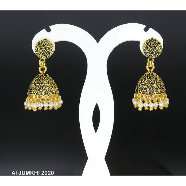 Mahavir Gold Plated White Beads Jhumki Earrings -AI Jumkhi 2020