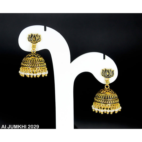 Mahavir Gold Plated White Pearl Jhumki Earrings -AI Jumkhi 2029