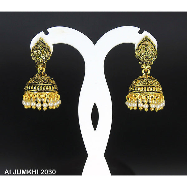 Mahavir Gold Plated White Pearl Jhumki Earrings -AI Jumkhi 2030