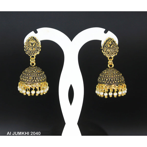 Mahavir Gold Plated White Pearl Jhumki Earrings -AI Jumkhi 2040