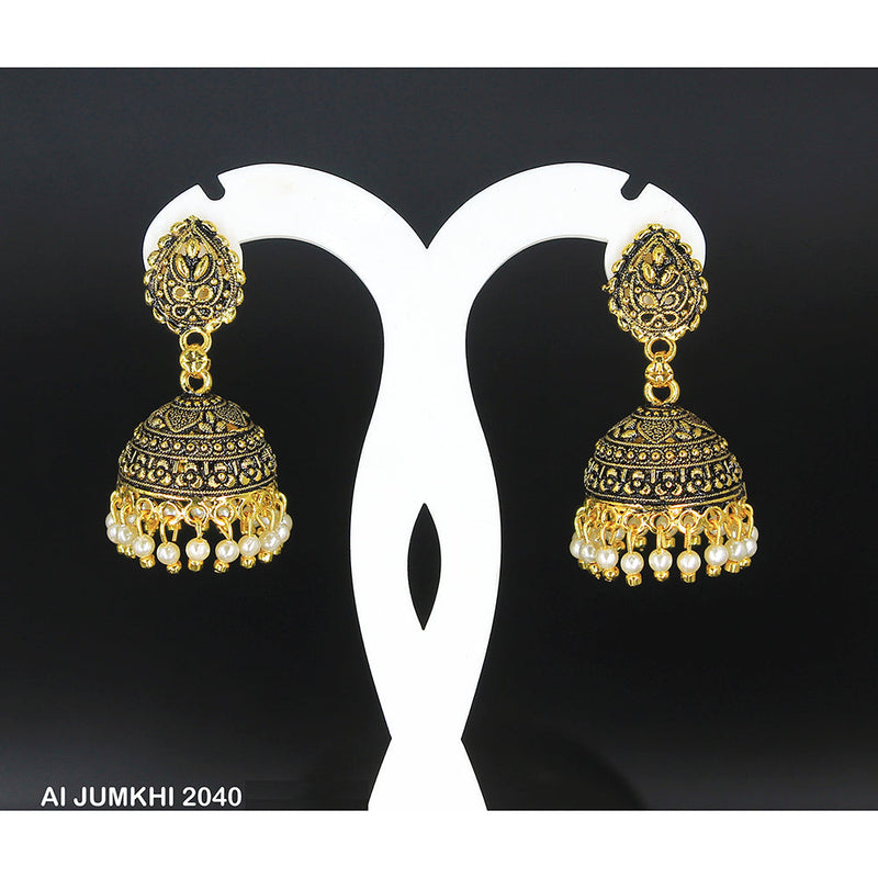 Mahavir Gold Plated White Pearl Jhumki Earrings -AI Jumkhi 2040