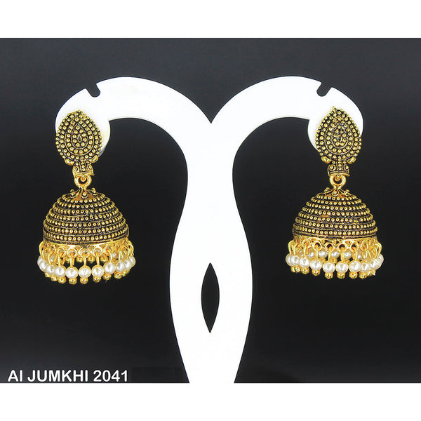 Mahavir Gold Plated White Pearl Jhumki Earrings -AI Jumkhi 2041