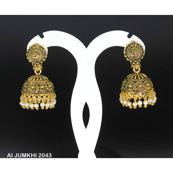 Mahavir Gold Plated White Pearl Jhumki Earrings -AI Jumkhi 2043