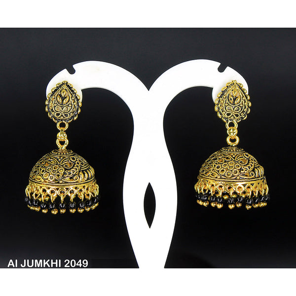 Mahavir Gold Plated Black Pearl Jhumki Earrings -AI Jumkhi 2049