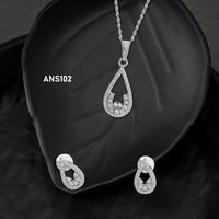 Ashtahnika AD Stone 925 Sterling Silver Pendant Set