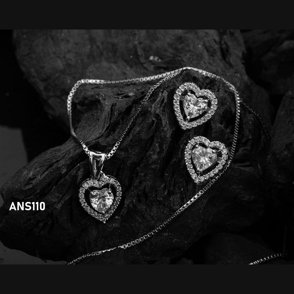 Ashtahnika AD Stone 925 Sterling Silver Pendant Set