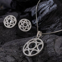 Ashtahnika 925 Sterling Silver Pendant And Earrings Set