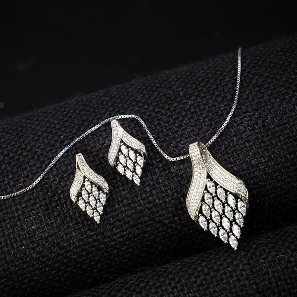 Ashtahnika 925 Sterling Silver Pendant and Earrings Set