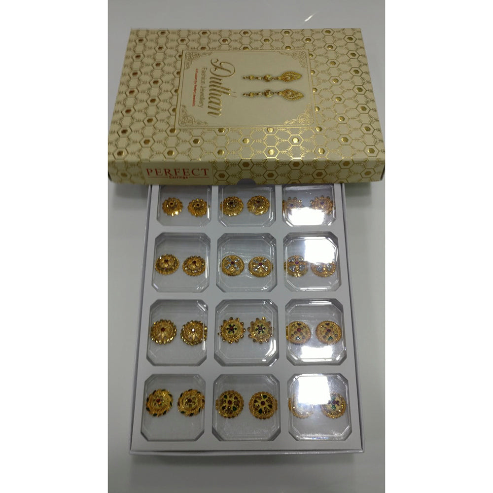 Perfect Gold Plated Pack Of 12 Stud Earrings -PFEAR43