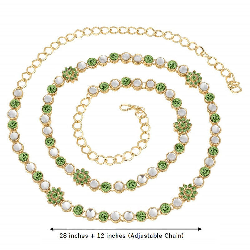 Etnico 18k Gold Plated Kundan & Stone Studded Kamarband/Waist Belly Chain for Women (B003P)