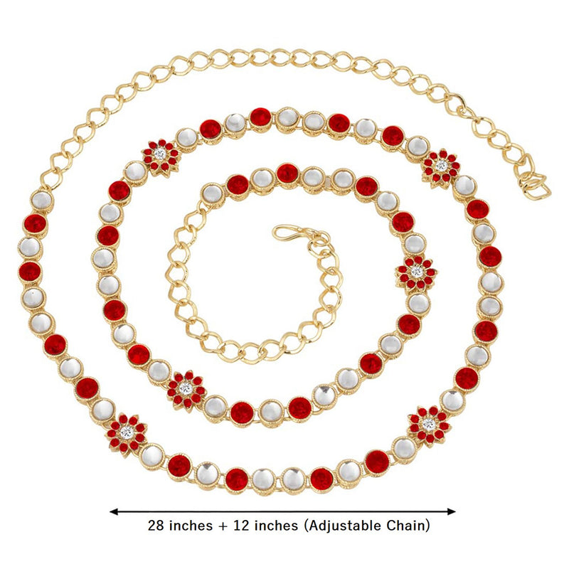 Etnico 18k Gold Plated Kundan Stone Studded Kamarband/Waist Belly Chain for Women (B003R)