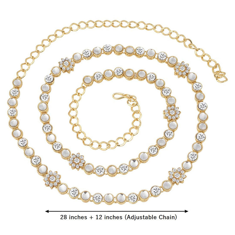 Etnico 18k Gold Plated Kundan & Stone Studded Kamarband/Waist Belly Chain for Women (B003W)
