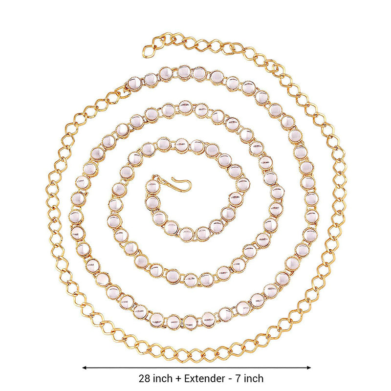 Etnico 18k Gold Plated Ethnic Kundan Stone Studded Kamarband/Waist Belly Chain for Women (B020)
