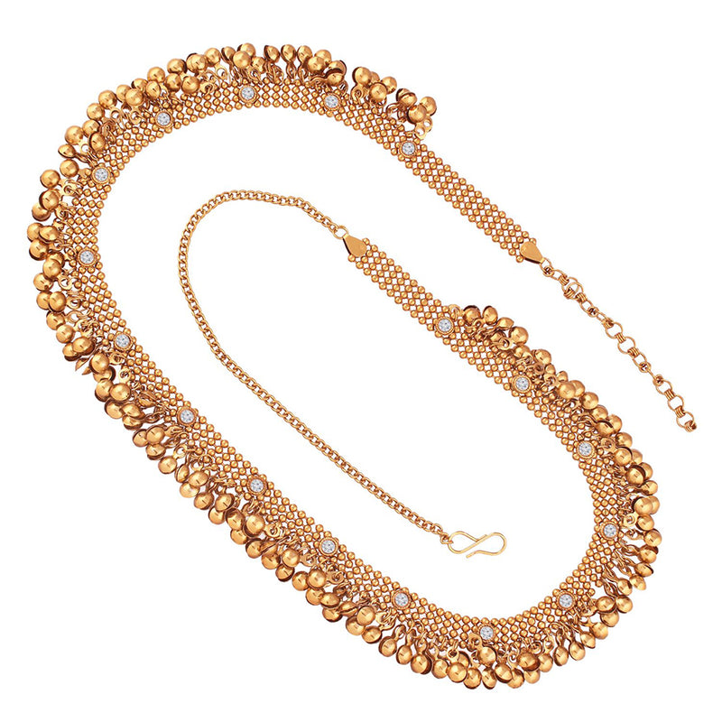 Etnico 18k Gold Plated embellished with ghungroo Kamarband/Waist Belly Chain for Women (B023)