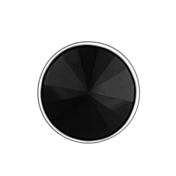 Mahi Rhodium Plated Black Swarovski Crystal Round Piercing Single Stud Mens Earrings (BB1101003RBla)