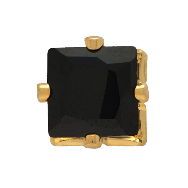 Mahi Gold Plated Square Stud Earrings Black Crystal Piercing Mens Earrings (BB1101006GBla)