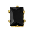 Mahi Gold Plated Rectangle Stud Earrings Black Crystal Piercing Mens Earrings (BB1101007GBla)