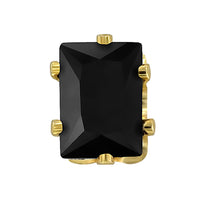 Mahi Gold Plated Rectangle Stud Earrings Black Crystal Piercing Mens Earrings (BB1101007GBla)