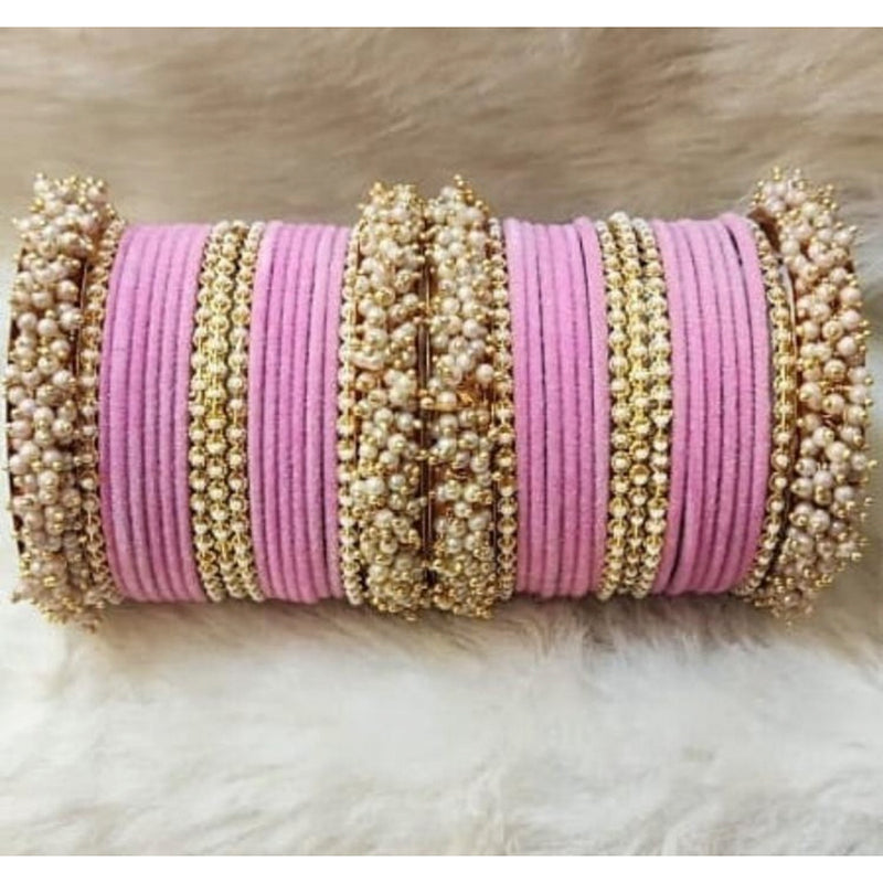 Martina Jewels Pack Of 6 Traditional Gold Plated Thread & Polki Pearl Bangles Set