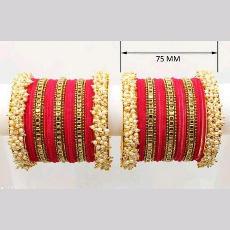 Martina Jewels Pack Of 6 Traditional Gold Plated Thread & Pearl And Pearl Bangles Set