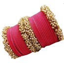 Martina Jewels Pack Of 6 Traditional Gold Plated Thread & Pearl And Pearl Bangles Set - BG-108