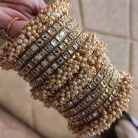 Martina Jewels Pack Of 6 Traditional Gold Plated Polki Pearl & Kundan Bangles Set