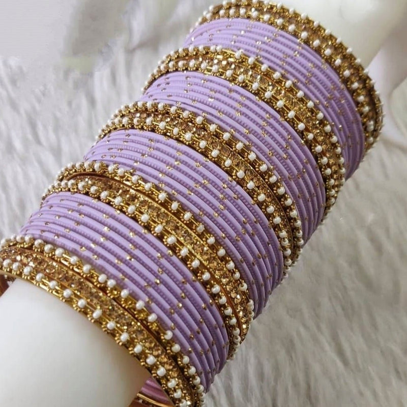 Martina Jewels Pack Of 6 Traditional Gold Plated Thread & Polki Pearl Bangles Set - BG-129