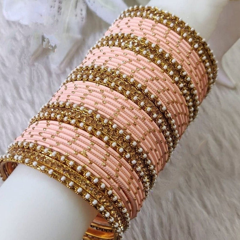 Martina Jewels Pack Of 6 Traditional Gold Plated Thread & Polki Pearl Bangles Set - BG-129