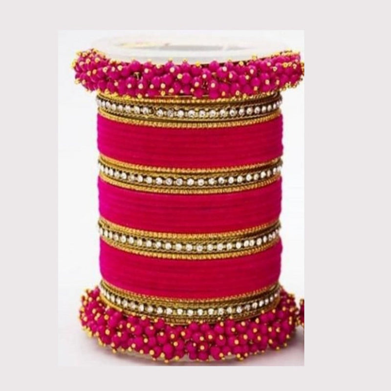 Martina Jewels Pack Of 6 Traditional Gold Plated Thread & Polki Pearl Bangles Set - BG-130