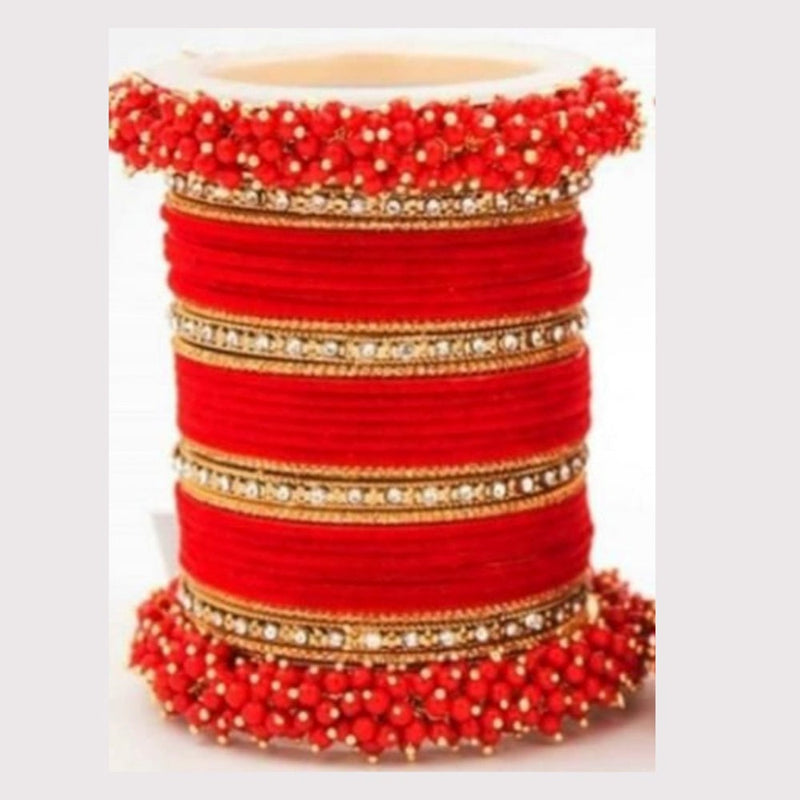 Martina Jewels Pack Of 6 Traditional Gold Plated Thread & Polki Pearl Bangles Set - BG-130