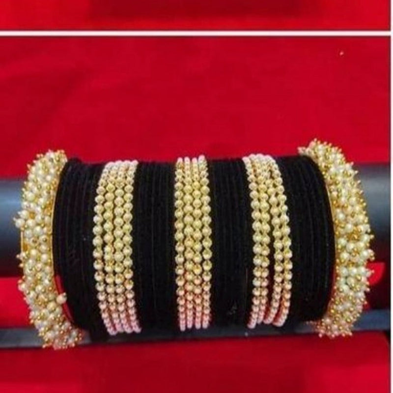 Martina Jewels Pack Of 6 Traditional Gold Plated Thread & Polki Pearl Bangles Set - BG-131