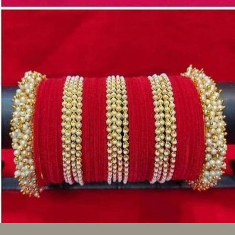 Martina Jewels Pack Of 6 Traditional Gold Plated Thread & Polki Pearl Bangles Set - BG-131