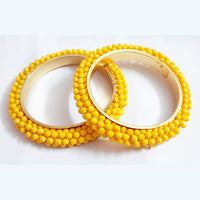 Martina Jewels Pack Of 12 Traditional Gold Plated Green Beads Bangles Set