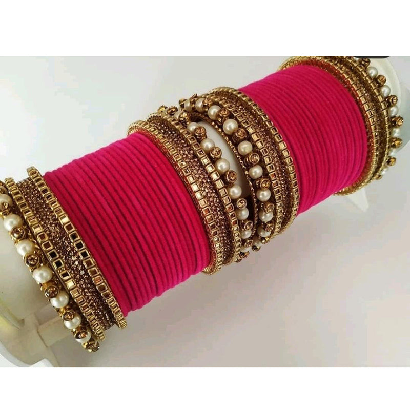 Martina Jewels Pack Of 6 Traditional Gold Plated Thread  Bangles Set - BG-145