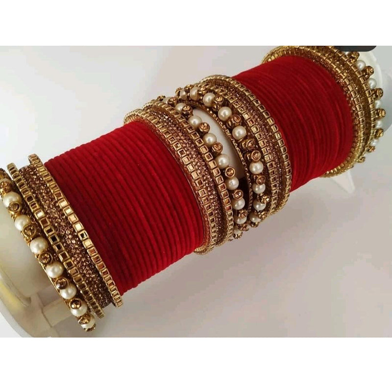 Martina Jewels Pack Of 6 Traditional Gold Plated Thread & Austrian Stone Bangles Set