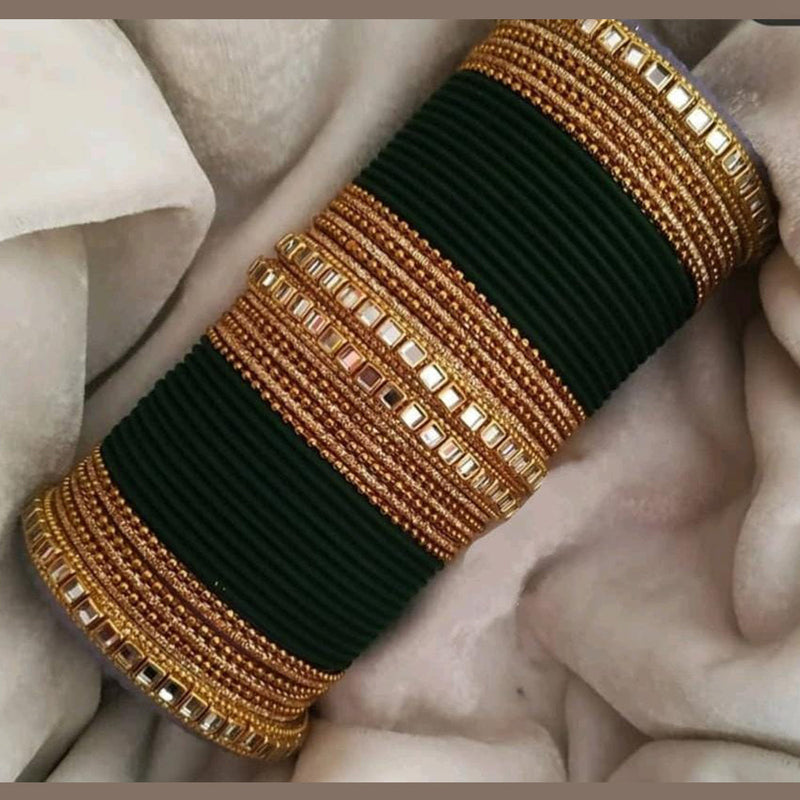 Martina Jewels Pack Of 6 Traditional Gold Plated Thread & Kundan Stone Bangles Set - BG-146