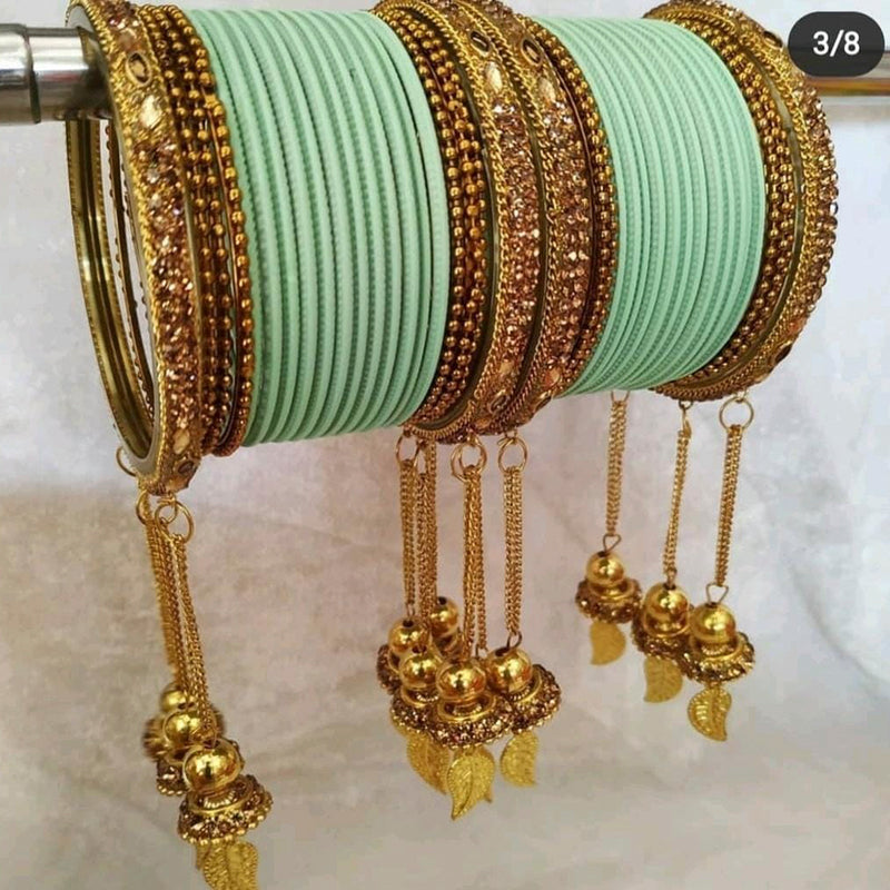 Martina Jewels Pack Of 6 Traditional Gold Plated Thread Bangles Set
