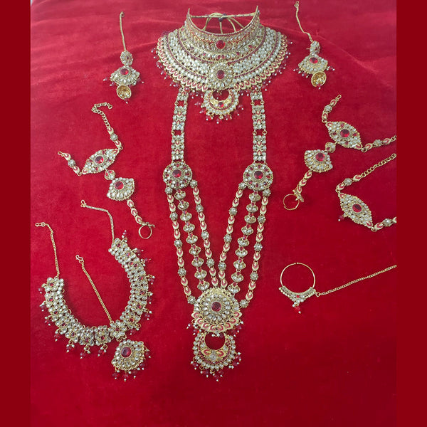 Bajarang Art Gold Plated Designer Red Bridal Jewellery Set-BJBRIDAL04